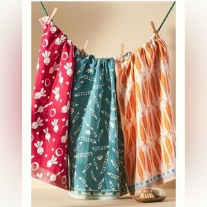 Anthropologie Souline Jacquard Dish Towels - gift pack of 3 - NWT